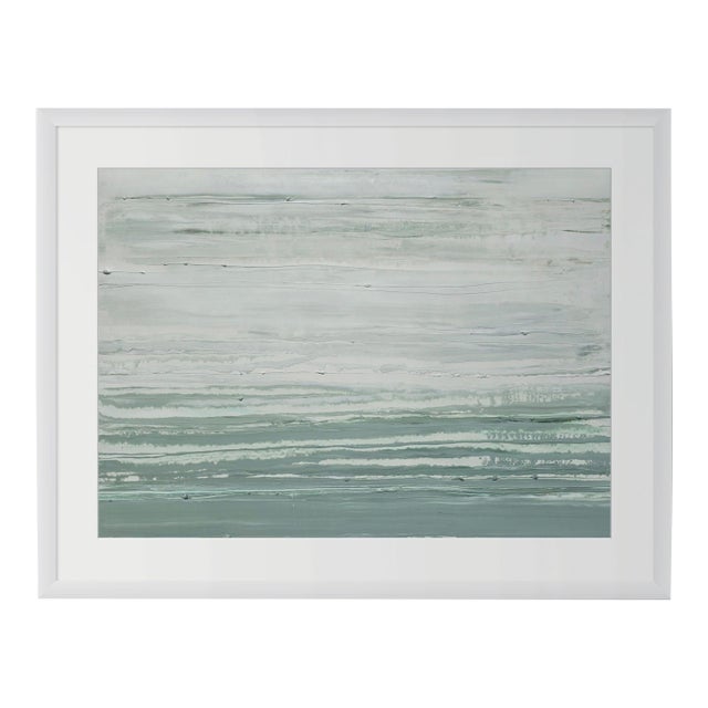 35' X 28' - 'Pacific Ocean / Palisades' - High End Shadow Box Framed Neutral Color Palette Abstract Seascape Landscape Original Oil Painting For Sale