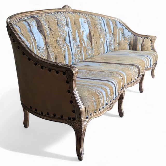 Wood Antique Re-Upholstered French-Style Sofa, Early 20th Century For Sale - Image 7 of 18