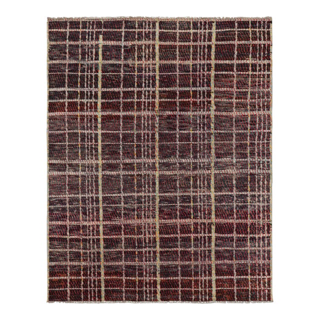 Rug & Kilim’s Contemporary Rug in Red With Stripes and Geometric Patterns For Sale