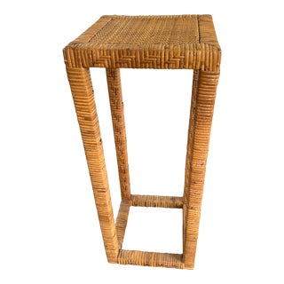 Vintage Rattan Plant Stand or Drinks Table For Sale