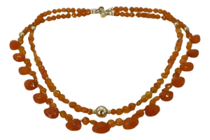 14k Gold Filled Artisan Carnelian Double-Strand Necklace, Usa