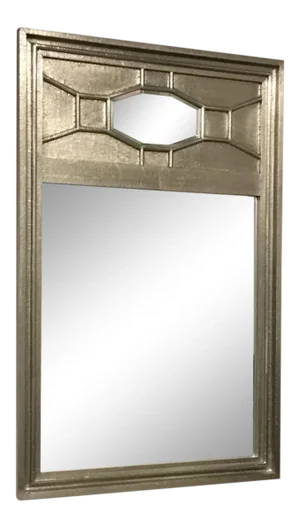 Modern Silver Metal Foil Clad Wood Greenbrier Wall Mirror