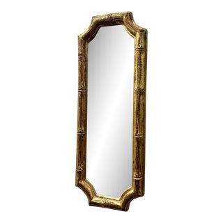 Mid 20th Century Bamboo Framed Gold Mirror, Handmade in Italy For Sale