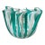 Venini Murano Bianconi Vintage Teal Green White Filigrana Ribbons Italian Art Glass Decorative Fazzoletto Vase For Sale