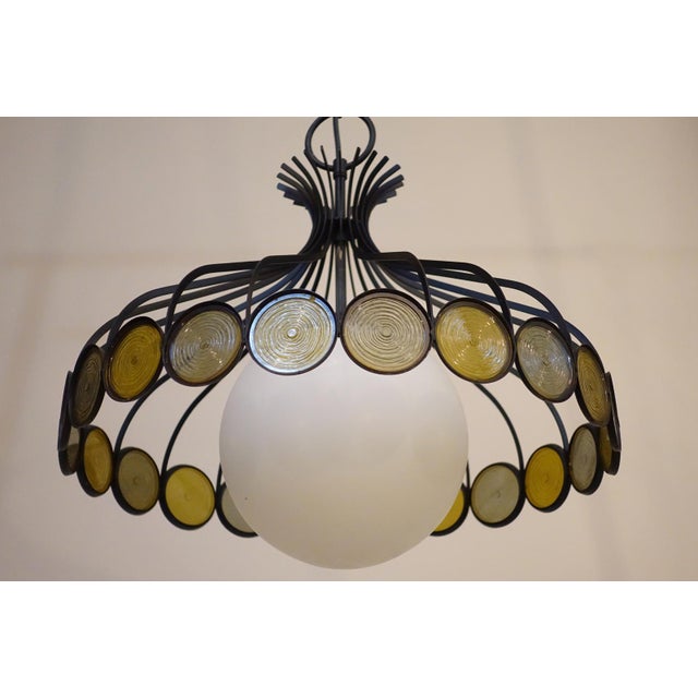 Lightcraft Atomic Caged Parasol Glass Swag Pendant Sculpture Hanging Lamp 1960's For Sale - Image 4 of 6