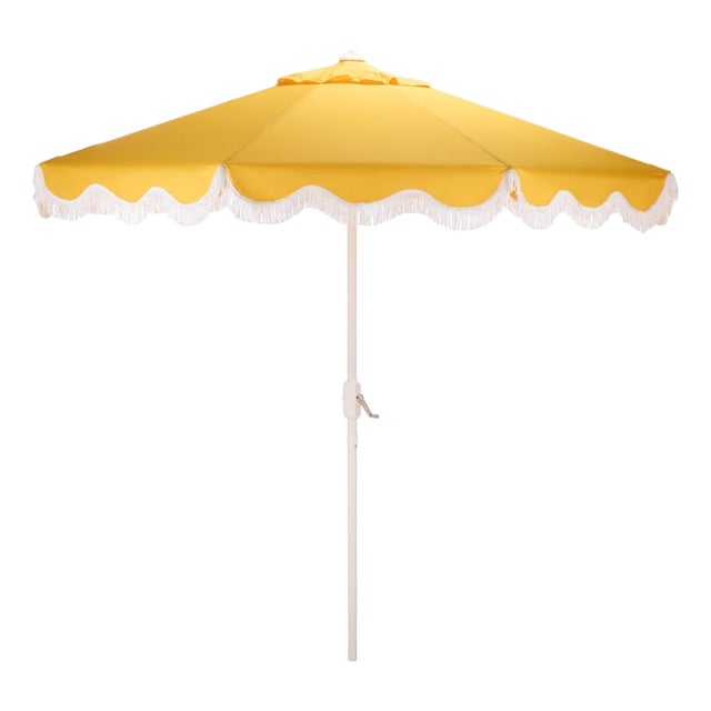 Torsa 9 Ft Crank Umbrella, Yellow/White Pole For Sale