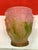 1950s Vintage XL Crystal Heavy Glass Art Vase, Green Pink Ombré Naked Ladies For Sale - Image 9 of 13