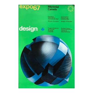 1967 Vintage Montreal Poster, Expo 67, Student Projects/Design Schools (Green) For Sale
