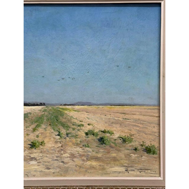 French Sunny Field in Champagne - Armand Guéry, Signed Oil on Canvas, 19th Century For Sale - Image 3 of 11