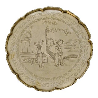 Chinese Engraved Brass Tray For Sale
