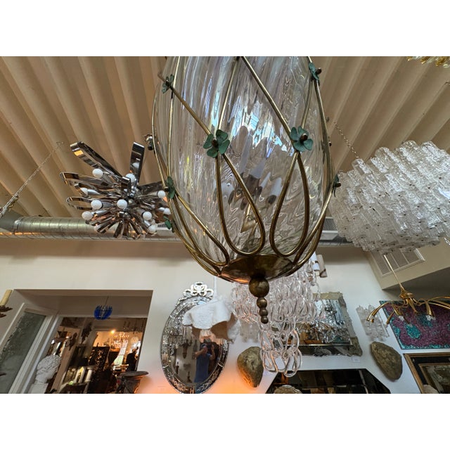 Metal 1960s Italian Bronze and Glass Lantern For Sale - Image 7 of 11