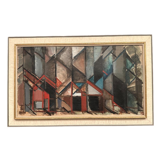Carl Köhler, Diagonal Rooms, 1950s, Oil on Canvas, Framed For Sale