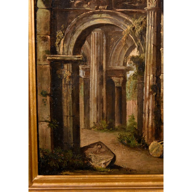 Follower of Niccolò Codazzi, Capricci Landscapes, 1700, Oil on Canvases, Framed, Set of 2 For Sale - Image 8 of 18