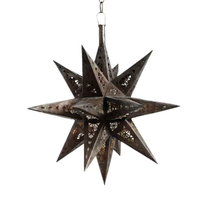 Vintage Moravian Tin Star Pendant Light Medium
