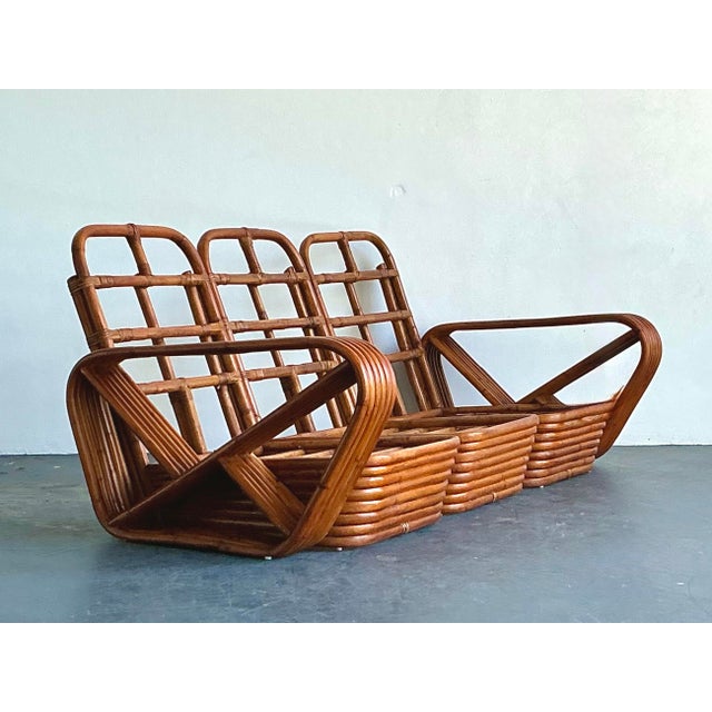 Vintage MCM Paul Frankl 6 Strand Rattan Sofa For Sale - Image 16 of 18