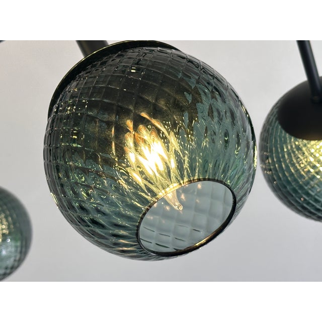 Green Contemporary Green Spheres Murano Glass Sputnik Chandelier by Simoeng For Sale - Image 8 of 9