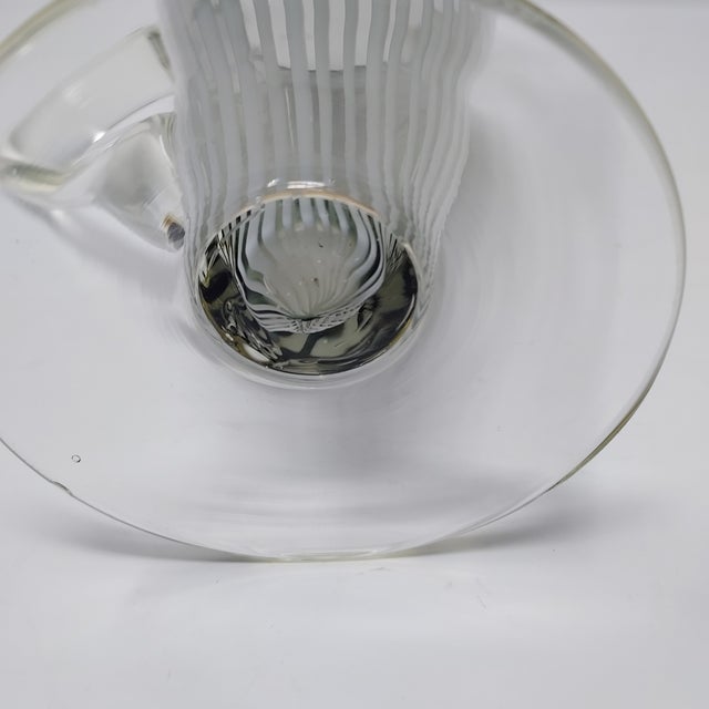 1990s 1990s Striped Venetian Style Pitcher Blown Glass Martinis or Water Smoky Gray Green White For Sale - Image 5 of 6