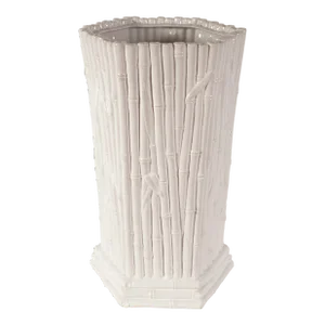 Mid 20th Century Vintage Italian Chinoiserie Faux Bamboo Ceramic Umbrella Stand