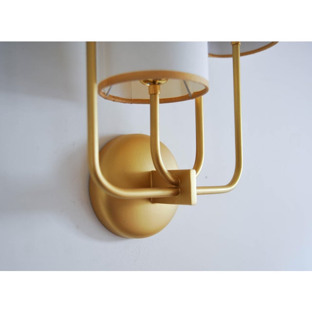 Wall Light Elevation 4 Patinated Gold and Fabric Lampshades by Aymeric Lefort For Sale - Image 18 of 18
