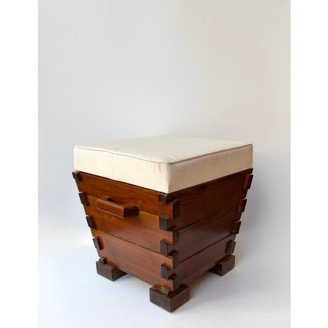 Wood Mid-Century Modern Pair of Handle Stools Wood, Italy, 1970s For Sale - Image 7 of 14