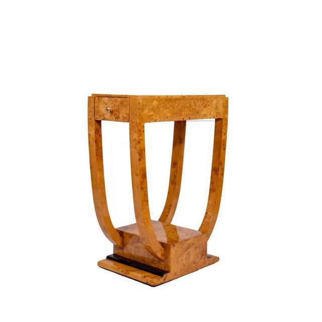 Art Deco Burl Walnut Side Table with Drawer For Sale - Image 6 of 7