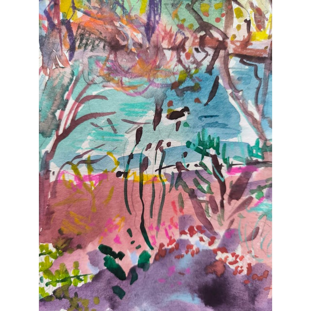 Early 21st Century Linda Clerget, Lake Saint Mandé, Watercolor on Paper, Framed For Sale - Image 5 of 8