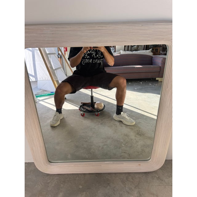 1970s 1970’s Vintage Gabriella Crespi Style Pencil Reed Wall Mirror For Sale - Image 5 of 10