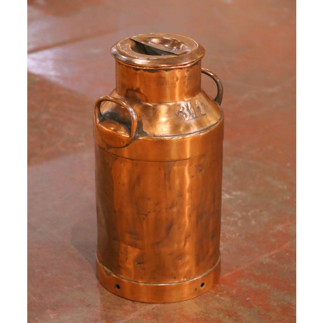 Late 19th Century 19th Century French Polished Copper Milk Can With Lid and Handles For Sale - Image 5 of 12