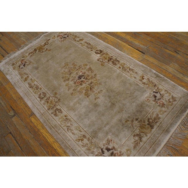1980s Light Gray Floral Vintage Chinese Silk Rug 3' X 5'2" Handknotted Wool Carpet For Sale - Image 16 of 18