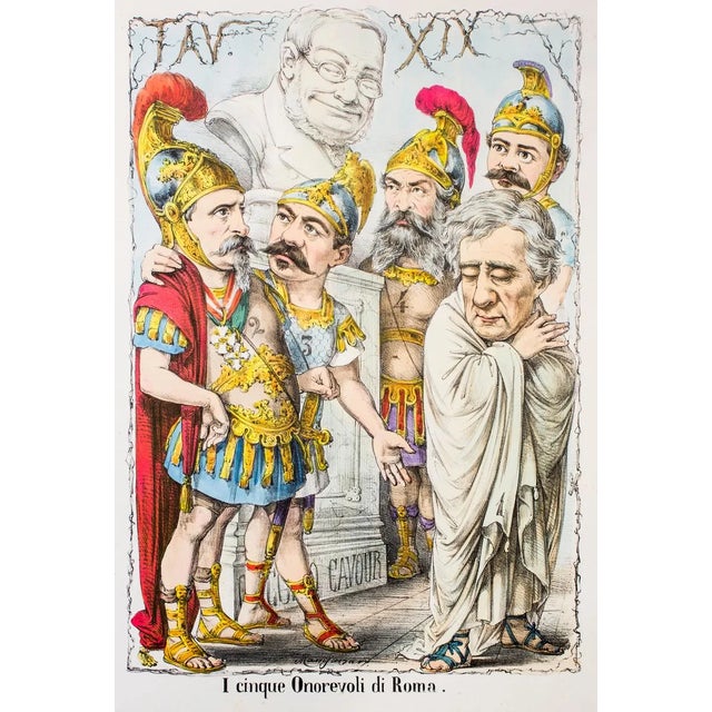 I Cinque Onorevoli di Roma - Original Lithograph by A. Maganaro - 1870s 1870s For Sale