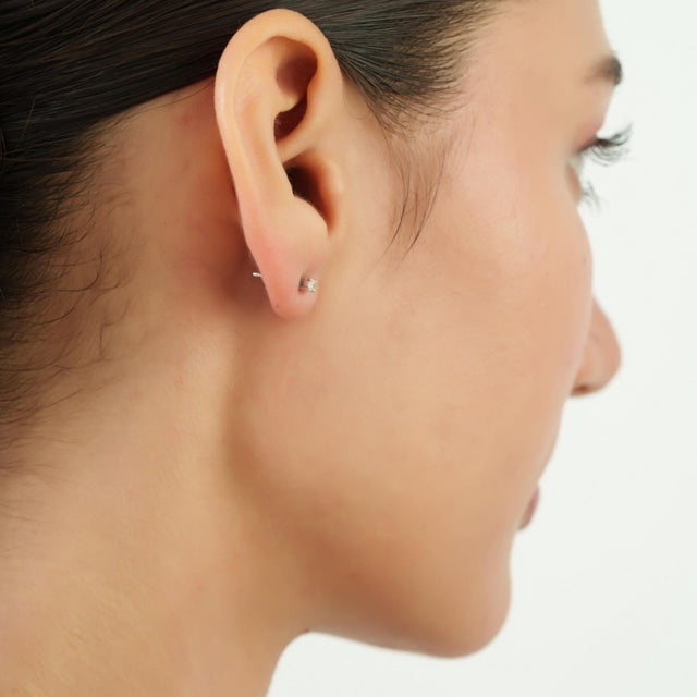 White Minimalist 0.12 Ct Genuine Round Diamond Solitaire Everyday Studs in Solid Silver 2 Pieces For Sale - Image 8 of 12