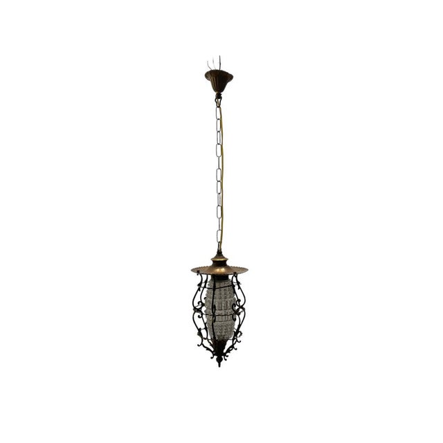 Small Bronze Crystal Light Pendant, 1950s For Sale - Image 11 of 11