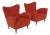 Red Lounge Chairs with Cone-Shaped Feet, 1950s, Set of 2 For Sale