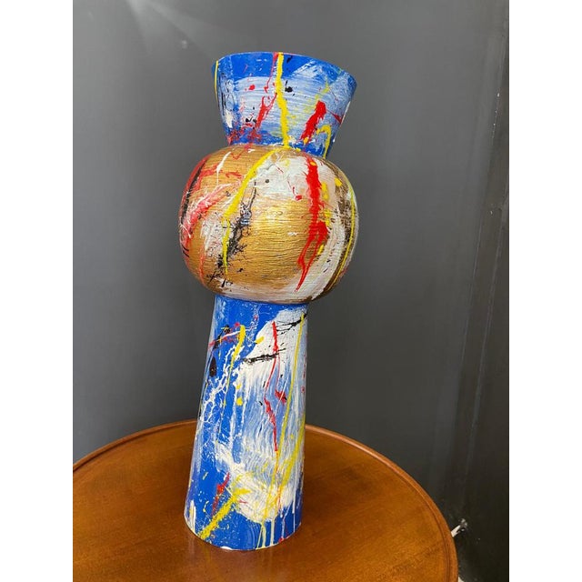 Blue Metal Vase by Silvio Formichetti, 2000s For Sale - Image 8 of 10