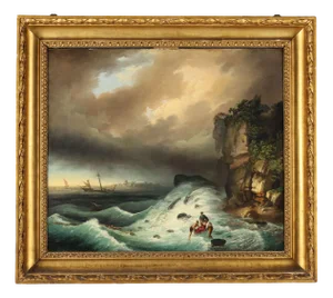 Italian Artist, The Shipwreck, Oil on Canvas, 19th Century, Framed