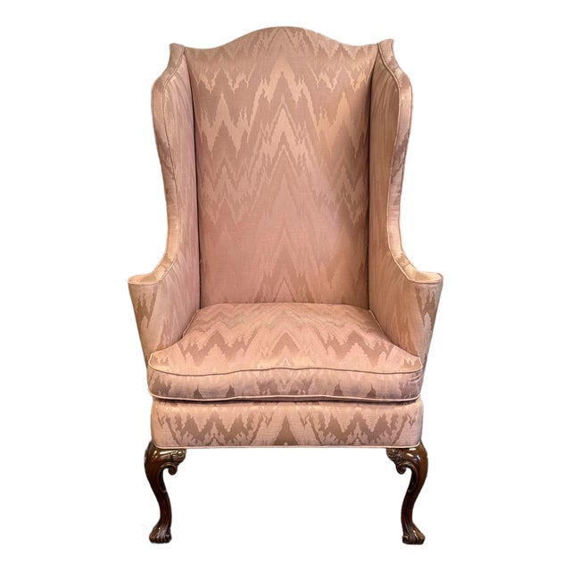 Southwood Traditional Wingback Chair With Carved Cabriole Legs - For Reupholstery For Sale