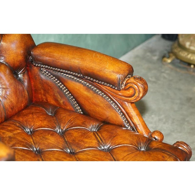 Antique Walnut and Leather Reclining Library Lounge Chair by William Smee, 1850s For Sale - Image 6 of 18