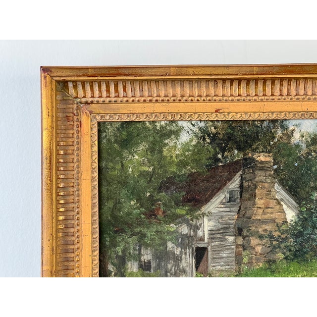 The American School Antique American School Farmstead Landscape Oil Painting, Circa 1900 For Sale - Image 3 of 9