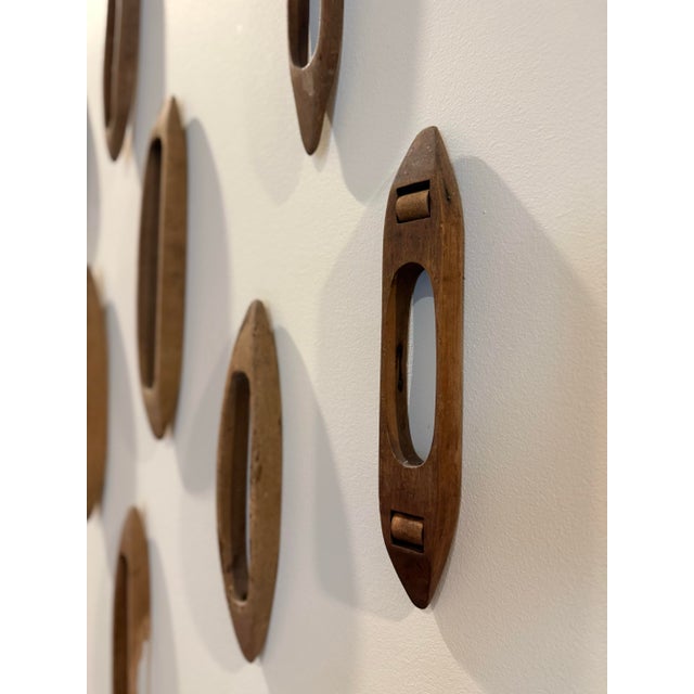 American Vintage Collection of Wooden Weaving Loom Shuttles – Wall Art Display For Sale - Image 3 of 7