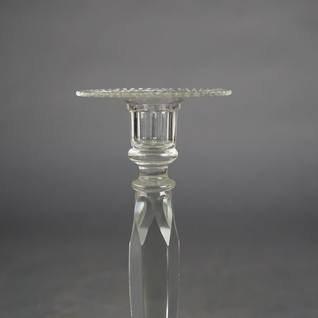 Glass Antique Sinclair Crystal Candlesticks, Circa 1920 - a Pair For Sale - Image 7 of 10