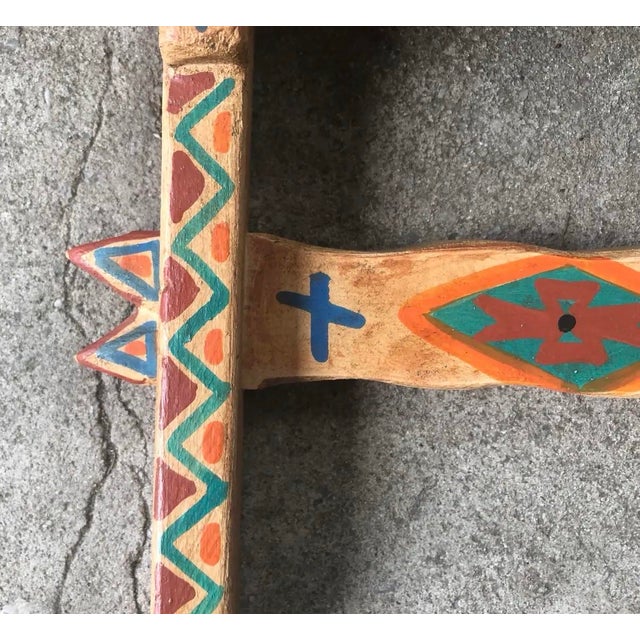 Hand-Painted Native American-Style Wooden Decorative Shelf With Thunderbird Motif For Sale - Image 10 of 10