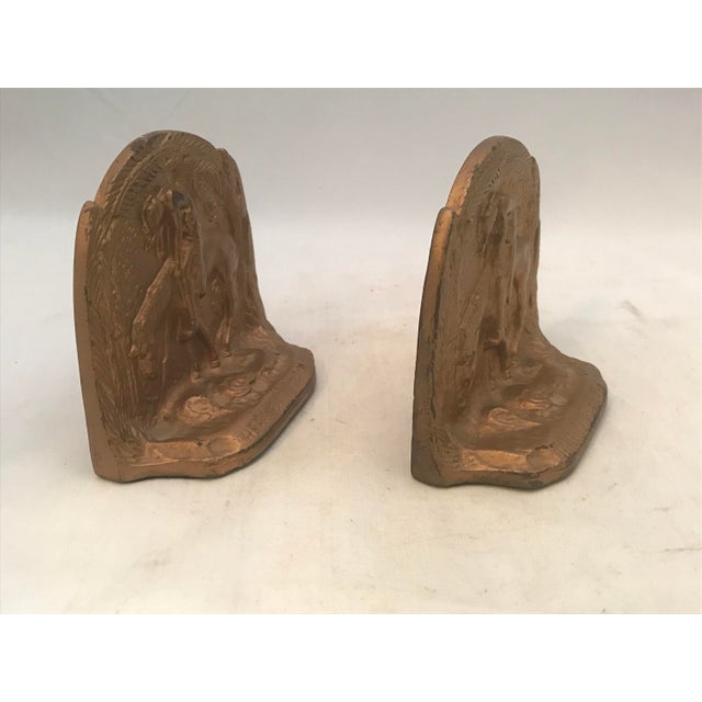 Metal Art Deco Gilt Bronze "End Of The Trail" Bookends, c. 1930s For Sale - Image 7 of 10