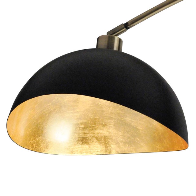Metal Luna Bella 3-Light Arc Floor Lamp - Matte Black, Weathered Brass, Gold Leaf, Black Marble Base, Dimmer Switch For Sale - Image 7 of 18