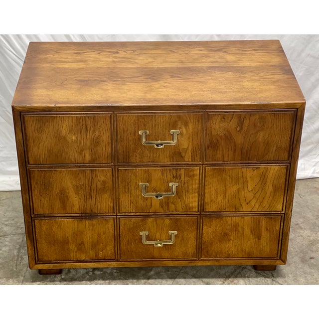 Vintage Henredon Artefacts Campaign Style Aged Oak Bachelor’s Chest of