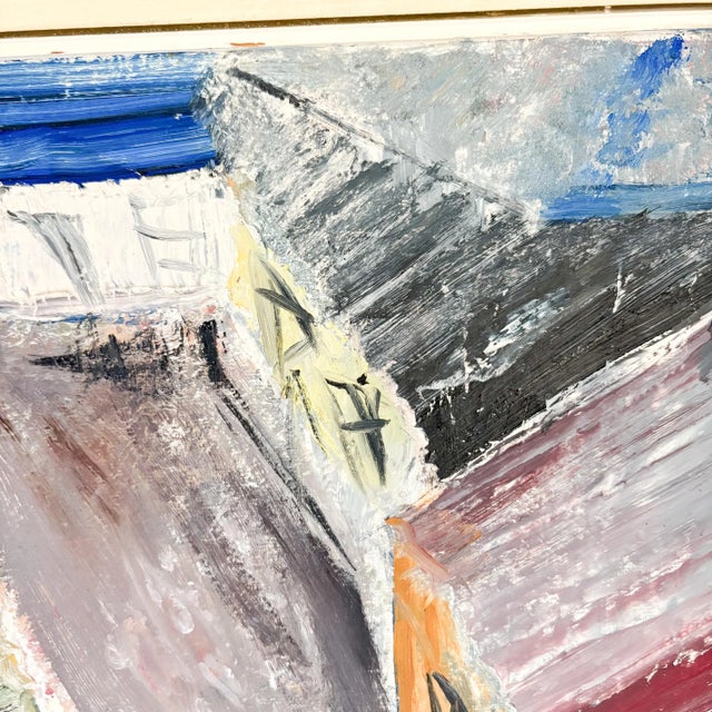 1950s Suburban Street Scene, Mixed Media on Board Landscape Painting For Sale - Image 4 of 8