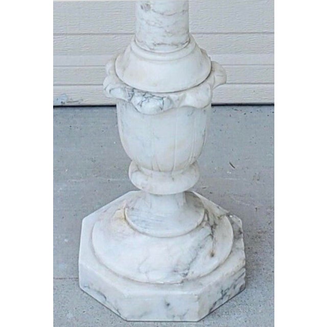 Stone Antique Italian Calcutta Marble Carved Column Pedestal Display Plant Stand For Sale - Image 7 of 12