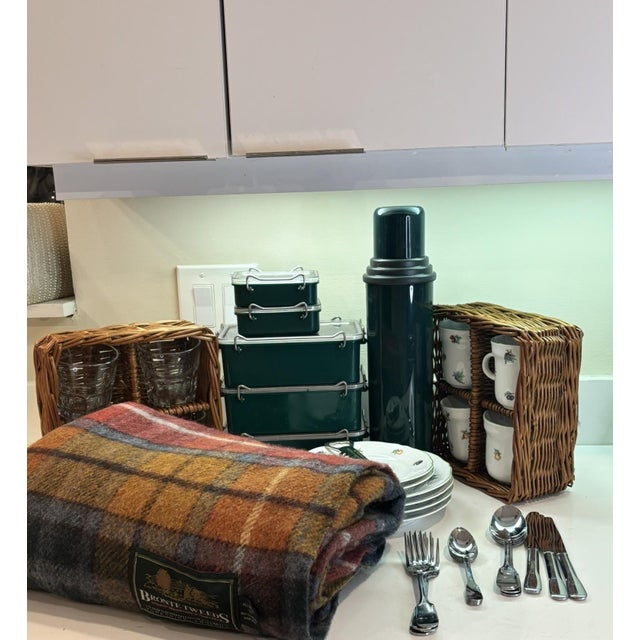 Vintage Fortnum & Mason Picnic Hamper Ginori Porcelain & Bronte Tweed Blanket – 41 Pieces Beautifully curated vintage...