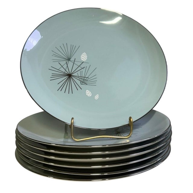 Mid 20th Century Franciscan Masterpiece Extremely Rare 'Silver Pine' 8-Five Pc Place Settings - 40 pcs For Sale - Image 9 of 17