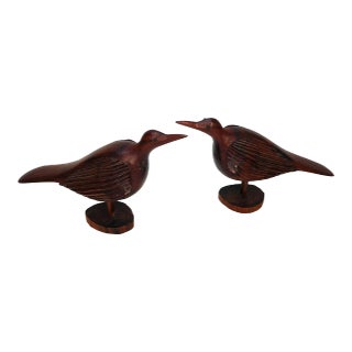 Hand Carved Wooden Bird Figures - a Pair For Sale