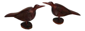 Hand Carved Wooden Bird Figures - a Pair
